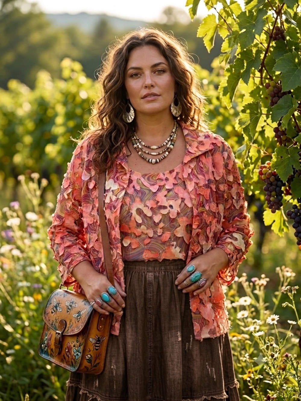 Andria Lieu ($290) 2-Piece Twin Set Applique Mesh Top & Button Down Jacket - L